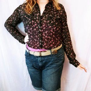 FLORAL LONG SLEEVE CROP TOP